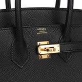 Hermes Birkin Sellier 25 Black Epsom Gold Hardware