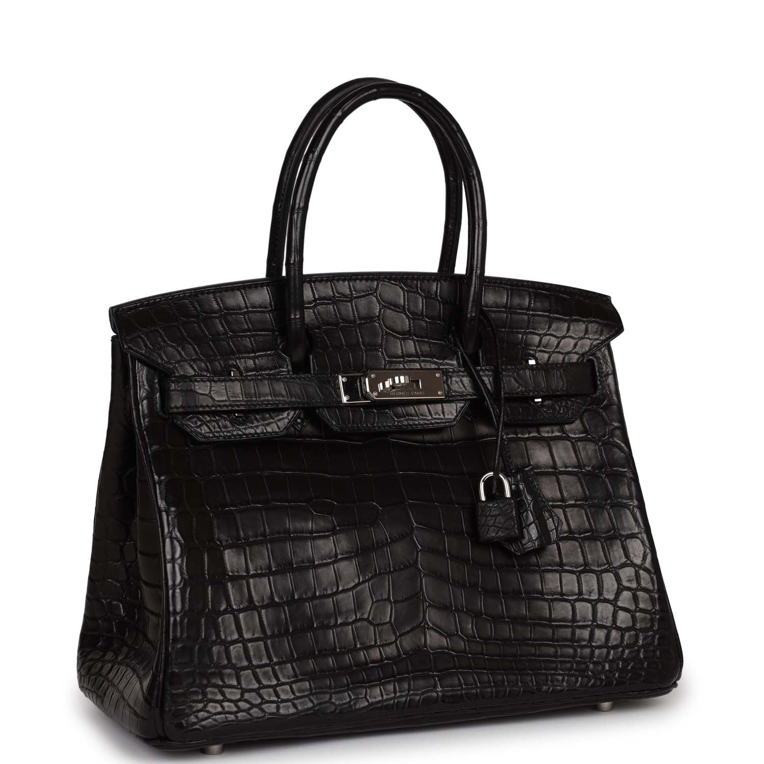 Pre-owned Hermes Birkin 30cm Black Matte Niloticus Crocodile Palladium