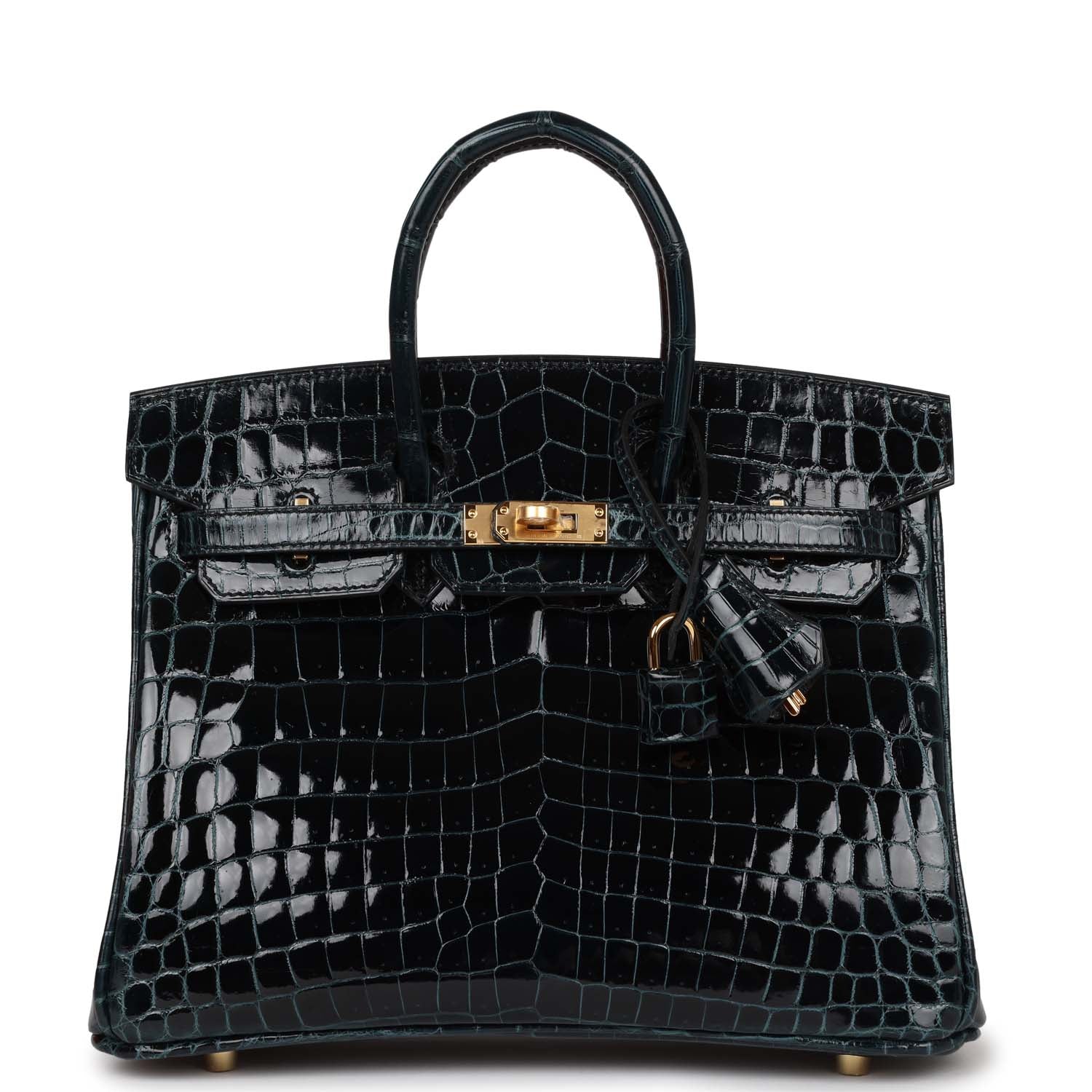 Hermes Birkin 25 Vert Rousseau Shiny Niloticus Crocodile Gold Hardware ...