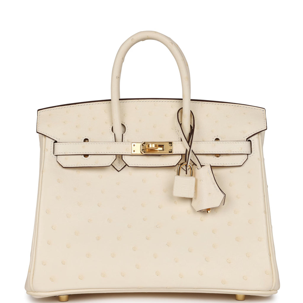 HERMÈS Ostrich Birkin 25 handbag in Nata with Palladium hardware  [Consigned]-Ginza Xiaoma – Authentic Hermès Boutique