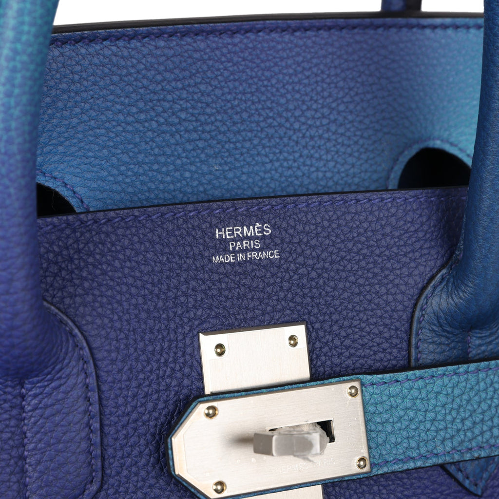 Hermes Bleu Nuit Togo Leather Palladium Hardware HAC Birkin 40 Bag