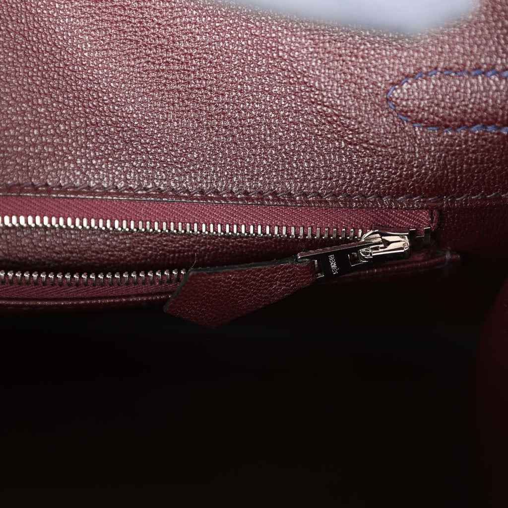 Hermes Birkin 25 Rouge Sellier/ Bleu Saphir Ostrich Palladium Hardware –  Madison Avenue Couture