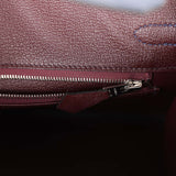 Hermes Bi-Color Birkin 25 Rouge Sellier and Bleu Saphir Ostrich Palladium Hardware