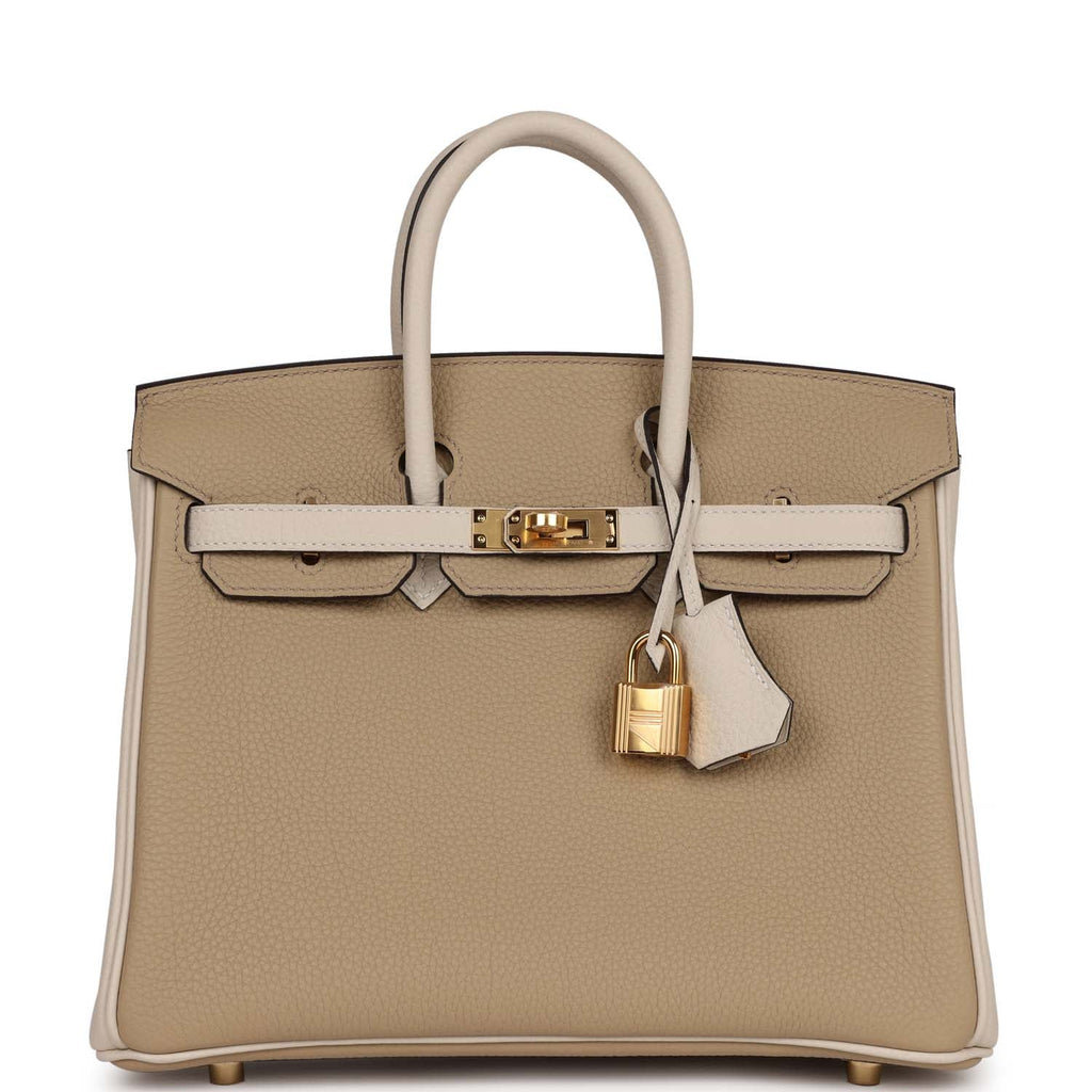 Hermes Birkin 25 Handbag Beton Togo Leather With Gold Hardware