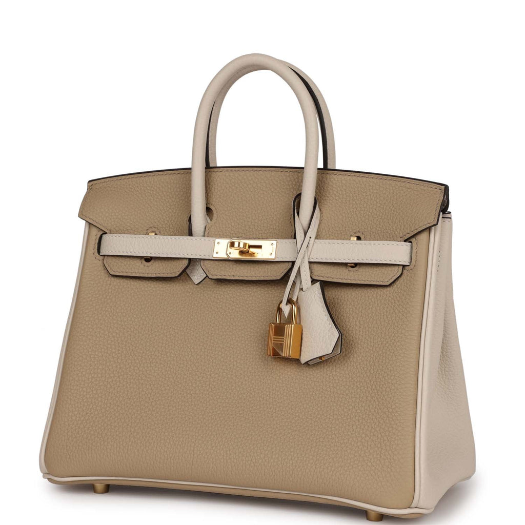 Hermes Birkin 25 Handbag Beton Togo Leather With Gold Hardware