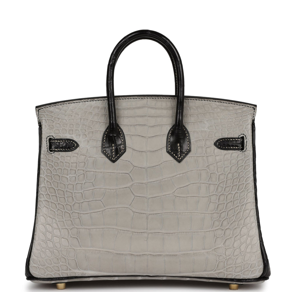 Hermes Birkin Bag Alligator Leather Gold Hardware In Grey
