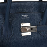 Pre-owned Hermes Birkin 35 Bleu De Prusse Clemence Palladium Hardware