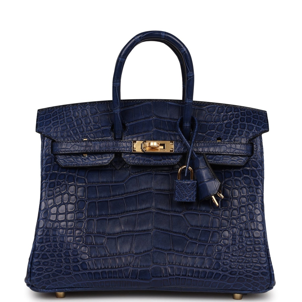 Women :: Bags :: Hermès Birkin 25 Alligator Blue Sapphire Matte Gold  Hardware - The Real Luxury