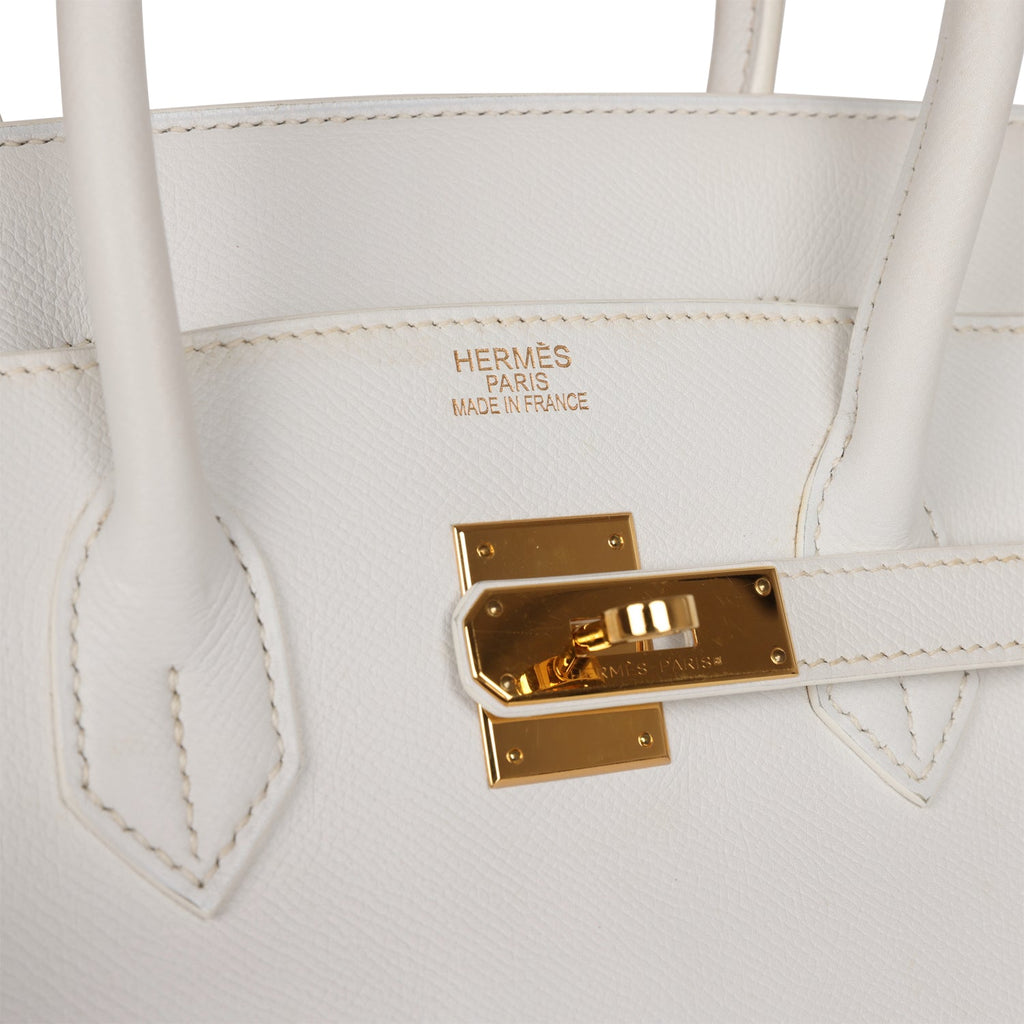 Hermes Birkin 35 Bag White Clemence Gold Hardware