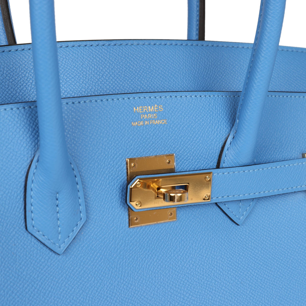 Hermes Blue Epsom Leather Gold Hardware Birkin 35 Bag