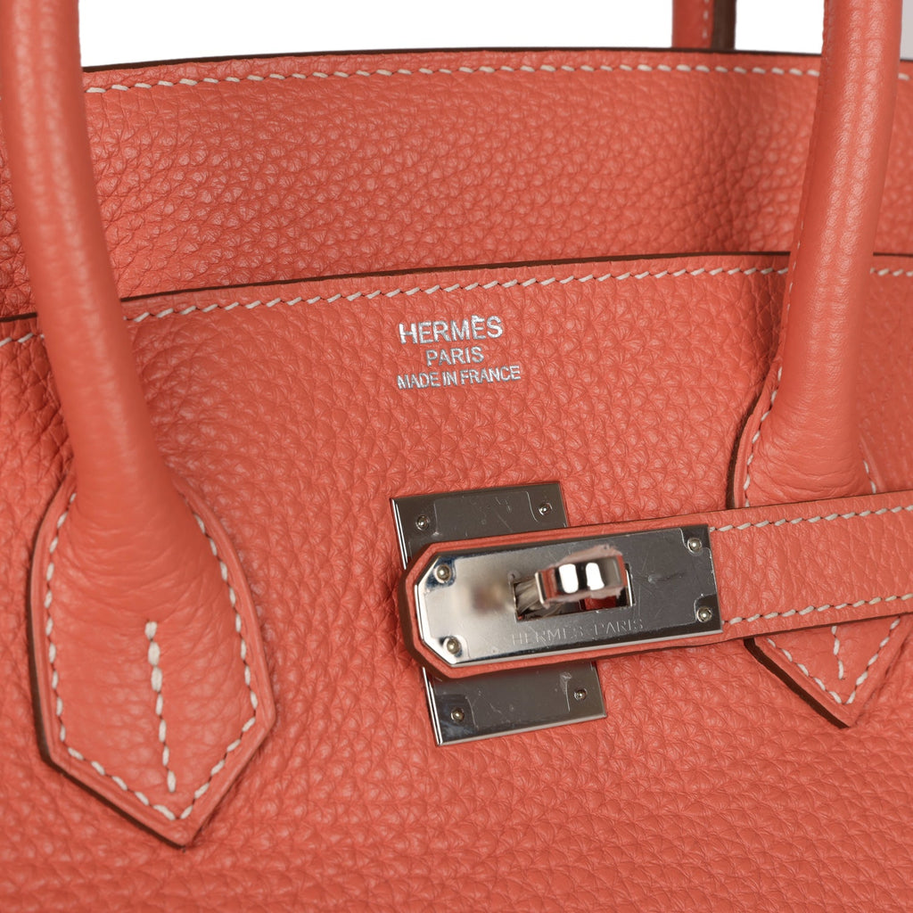 Hermes Birkin 30 Orange Togo Leather, Palladium Hardware, Preowned