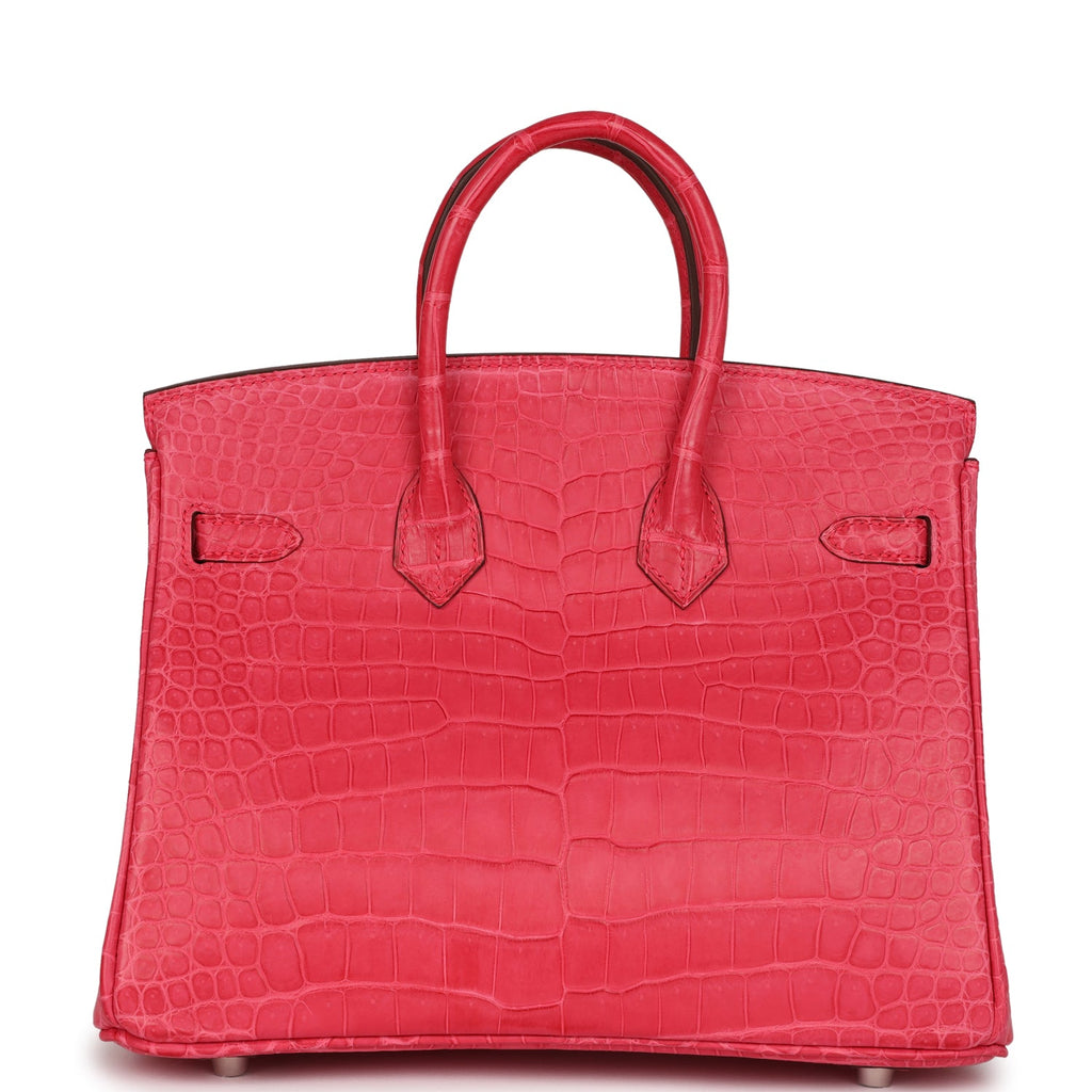 Hermes Birkin 25 Rose Extreme Matte Porosus Crocodile Palladium Hardware Pink New Exotic
