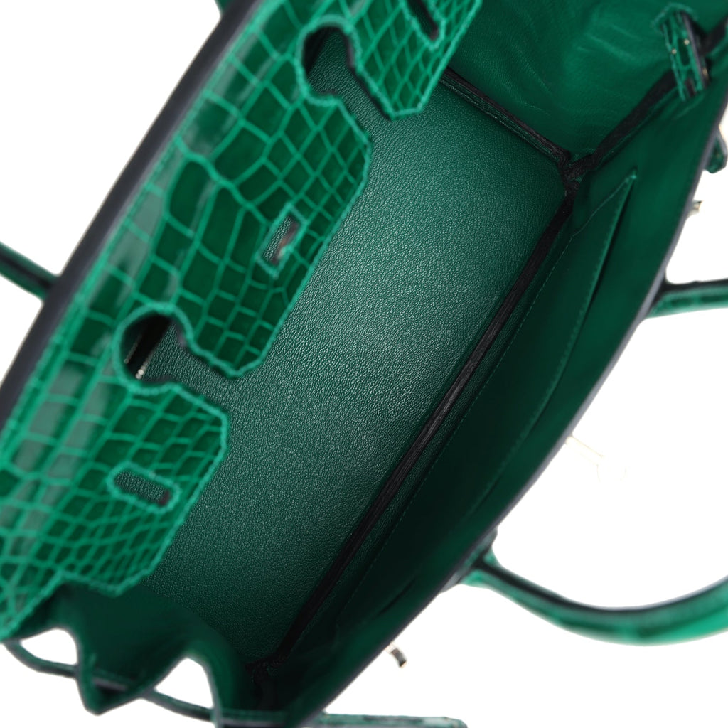 Hermes Birkin 35 Bag Emerald Porosus Crocodile with Palladium Hardware