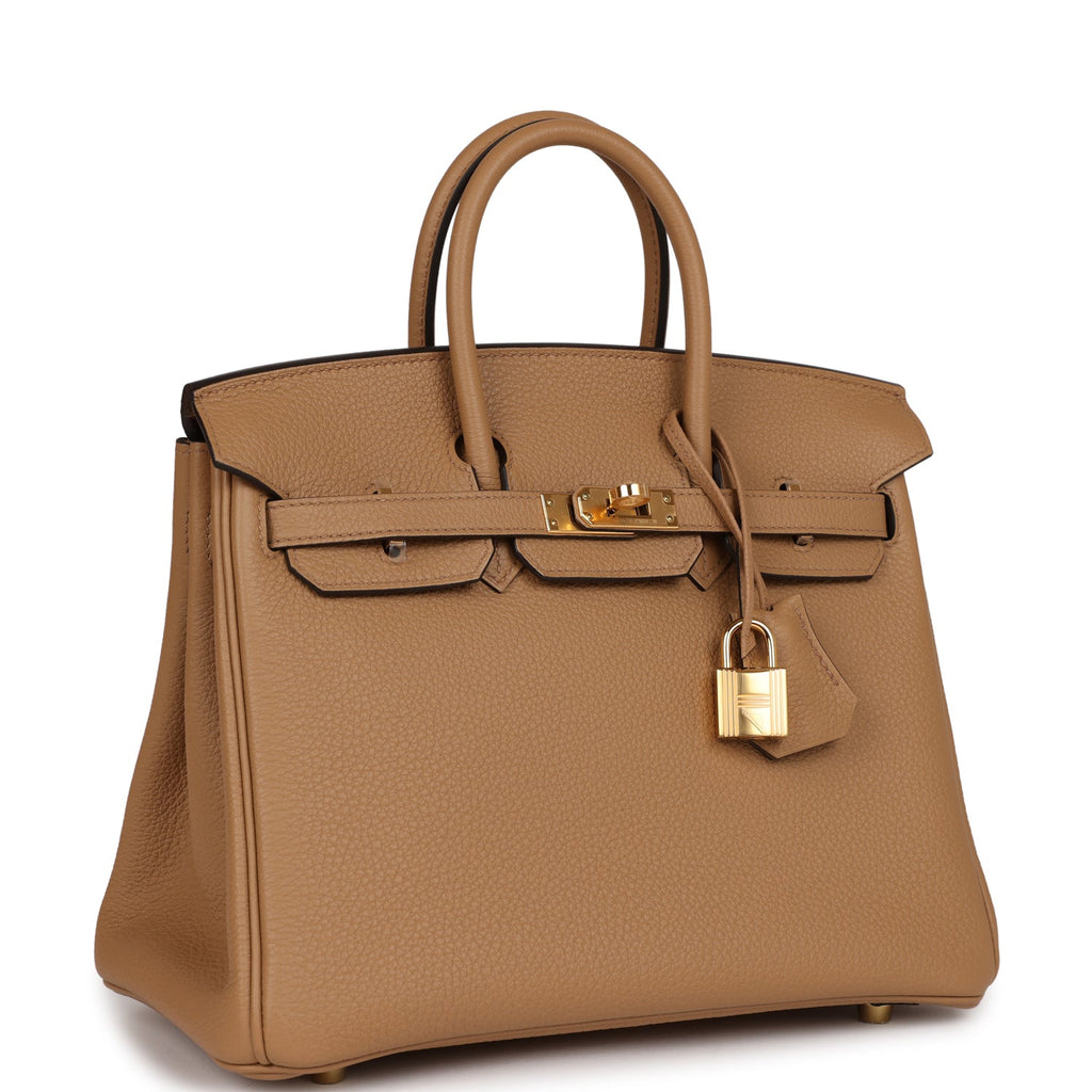 Hermes Gold Brown Togo Gold Hardware Birkin 25 Handbag Bag Tote