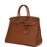 Pre-owned Hermes Birkin 35 Gold Togo Gold Hardware