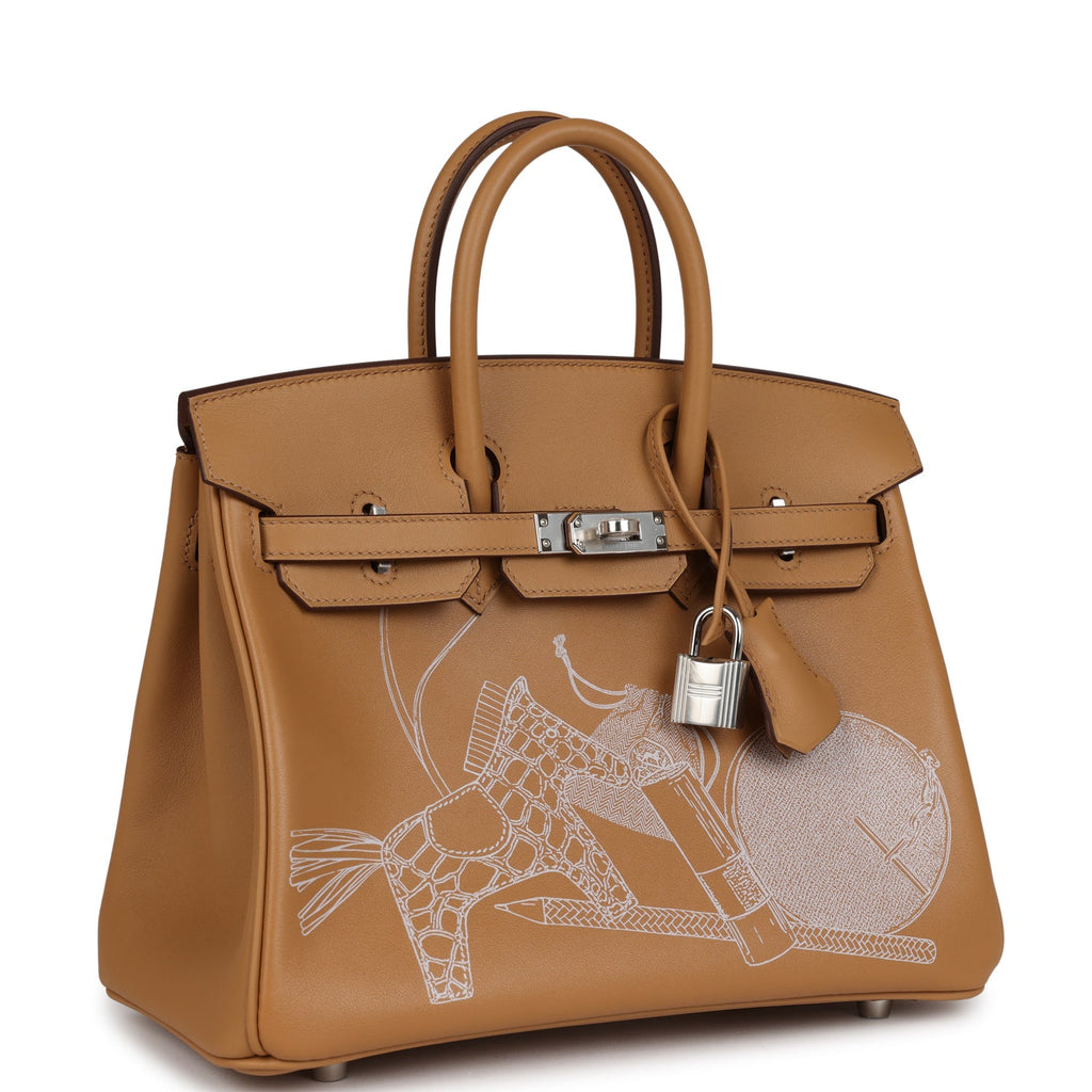 A LIMITED EDITION BISCUIT SWIFT LEATHER IN & OUT BIRKIN 25 WITH PALLADIUM  HARDWARE