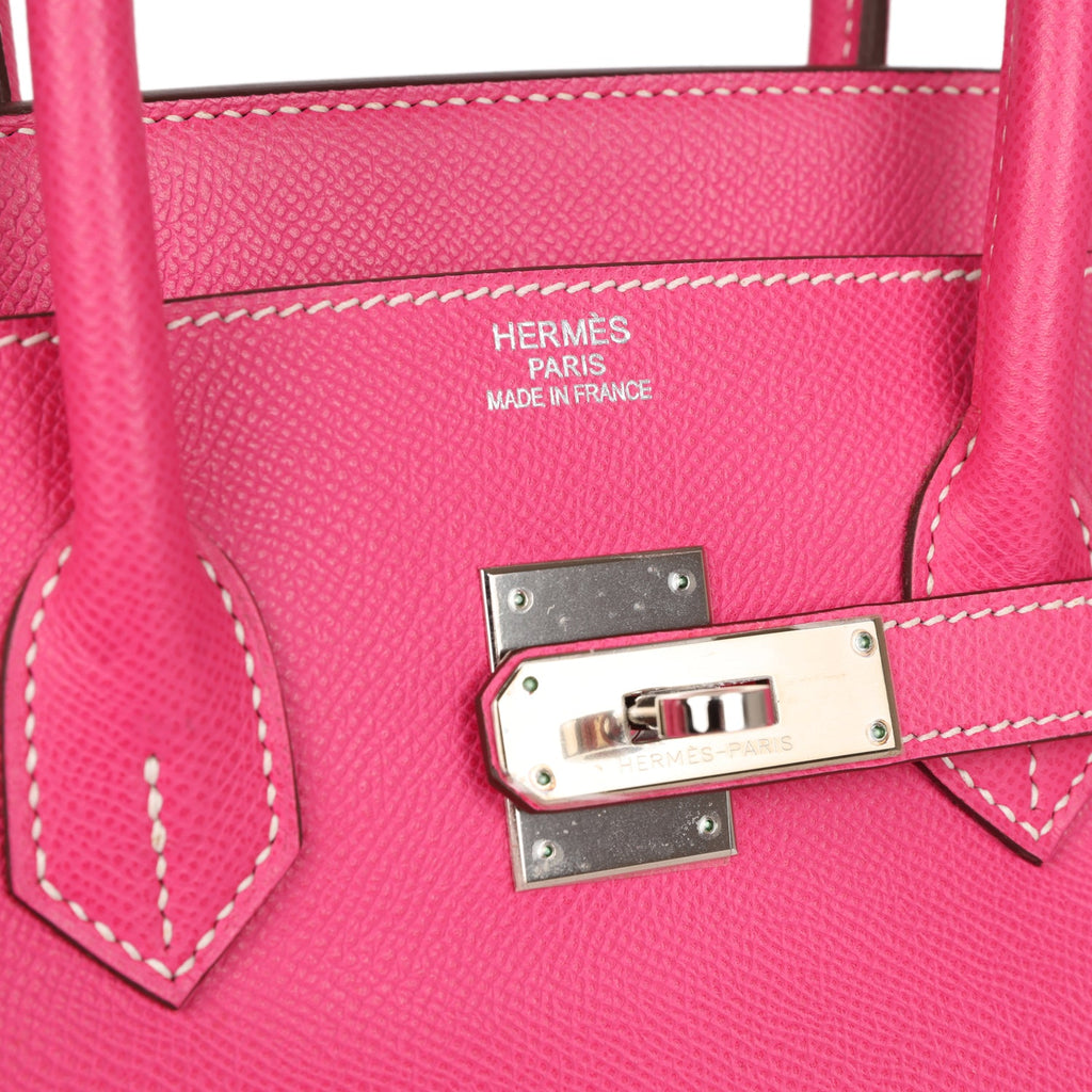 Hermes Rose Tyrien Epsom Leather Palladium Hardware Birkin 30 Bag