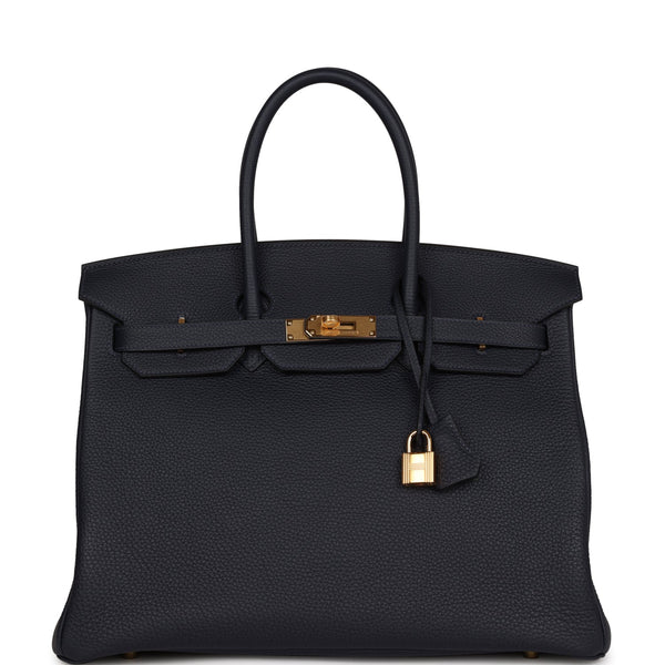 Hermes Blue Nuit Togo Leather Gold Hardware Birkin 35 Bag Hermes