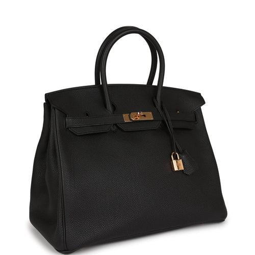 Pre-owned Hermes Birkin 35 Black Togo Rose Gold Hardware