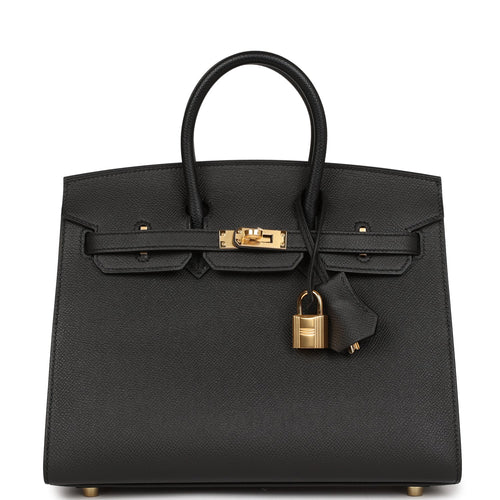 Pre-owned Hermes Birkin Sellier 25 Black Epsom Gold Hardware