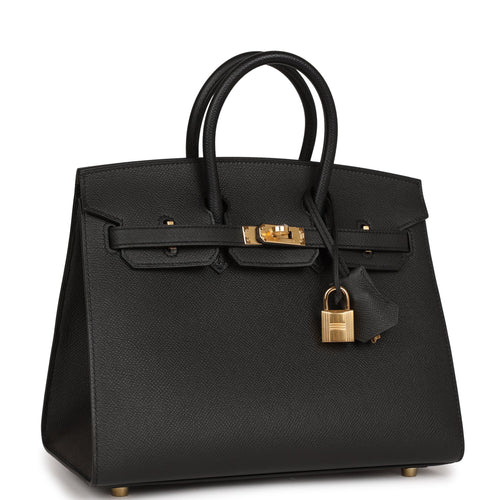 Pre-owned Hermes Birkin Sellier 25 Black Epsom Gold Hardware