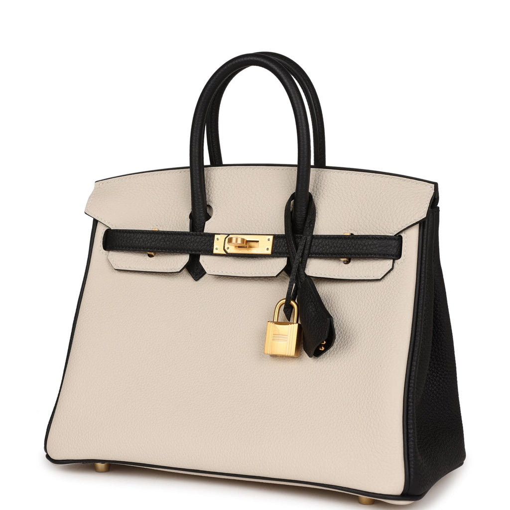 Hermes Special Order (HSS) Birkin 25 Craie and Black Togo Brushed Gold –  Madison Avenue Couture