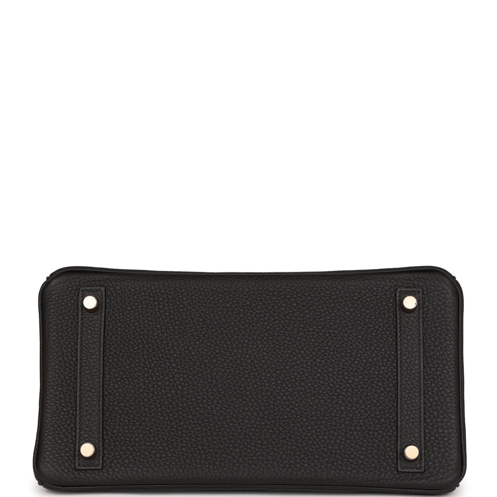 Hermes Birkin Touch 25 Black Togo Shiny Nilo Croc Rose Gold Hardware Handbag