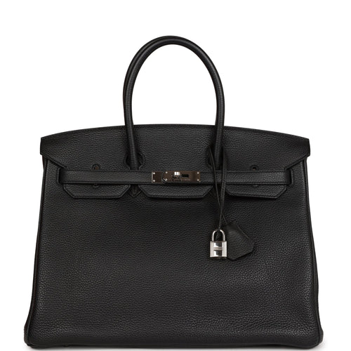 Pre-owned Hermes Birkin 35 Black Togo Palladium Hardware