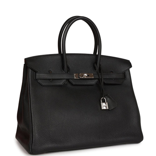Pre-owned Hermes Birkin 35 Black Togo Palladium Hardware