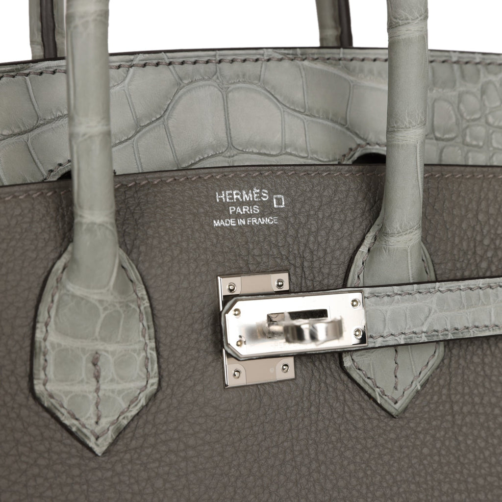 Hermes Gris Meyer Sellier Birkin 25 Handbag