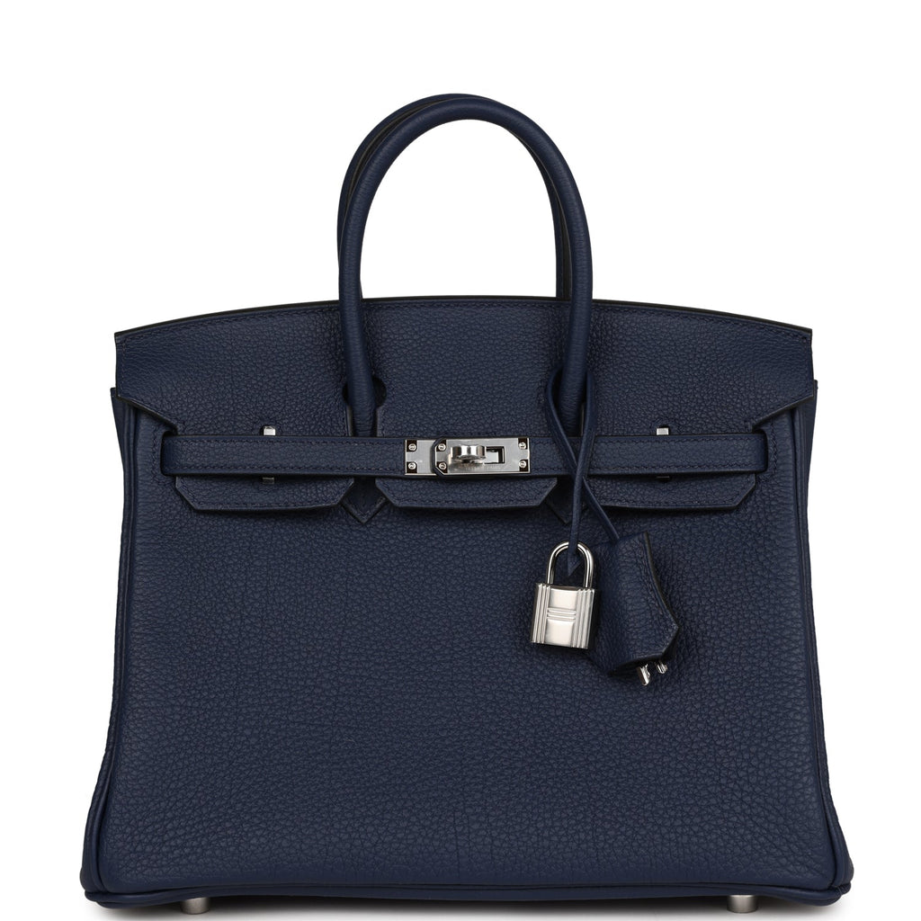 Hermes Birkin Bag Togo Leather Palladium Hardware In Navy Blue