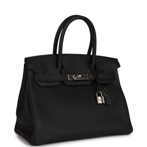 Pre-owned Hermes Birkin 30 Black Togo Palladium Hardware