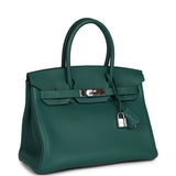 Pre-owned Hermes Birkin 30 Malachite Togo Palladium Hardware