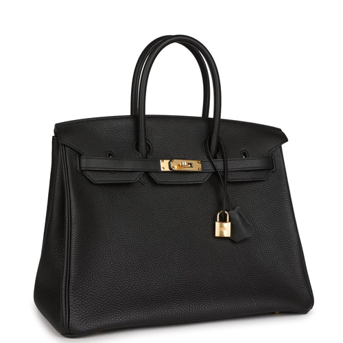 Pre-owned Hermes Birkin 35 Black Togo Gold Hardware