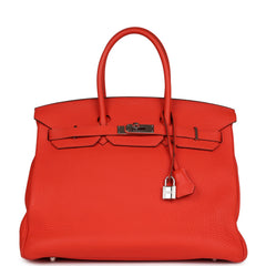 Pre-owned Hermes Birkin 35 Capucine Clemence Palladium Hardware