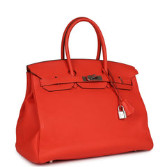 Pre-owned Hermes Birkin 35 Capucine Clemence Palladium Hardware
