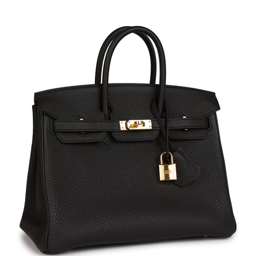 Pre-owned Hermes Birkin 25 Black Togo Gold Hardware