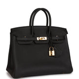 Pre-owned Hermes Birkin 25 Black Togo Gold Hardware