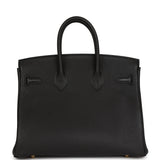 Pre-owned Hermes Birkin 25 Black Togo Gold Hardware