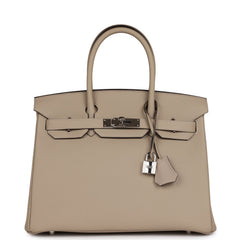 Pre-owned Hermes Birkin 30 Gris Tourterelle Togo Palladium Hardware