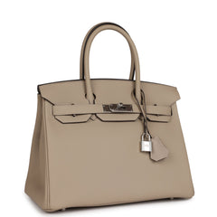 Pre-owned Hermes Birkin 30 Gris Tourterelle Togo Palladium Hardware