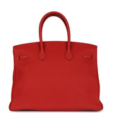 Pre-owned Hermes Birkin 35 Rouge Vif Togo Palladium Hardware