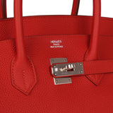 Pre-owned Hermes Birkin 35 Rouge Vif Togo Palladium Hardware