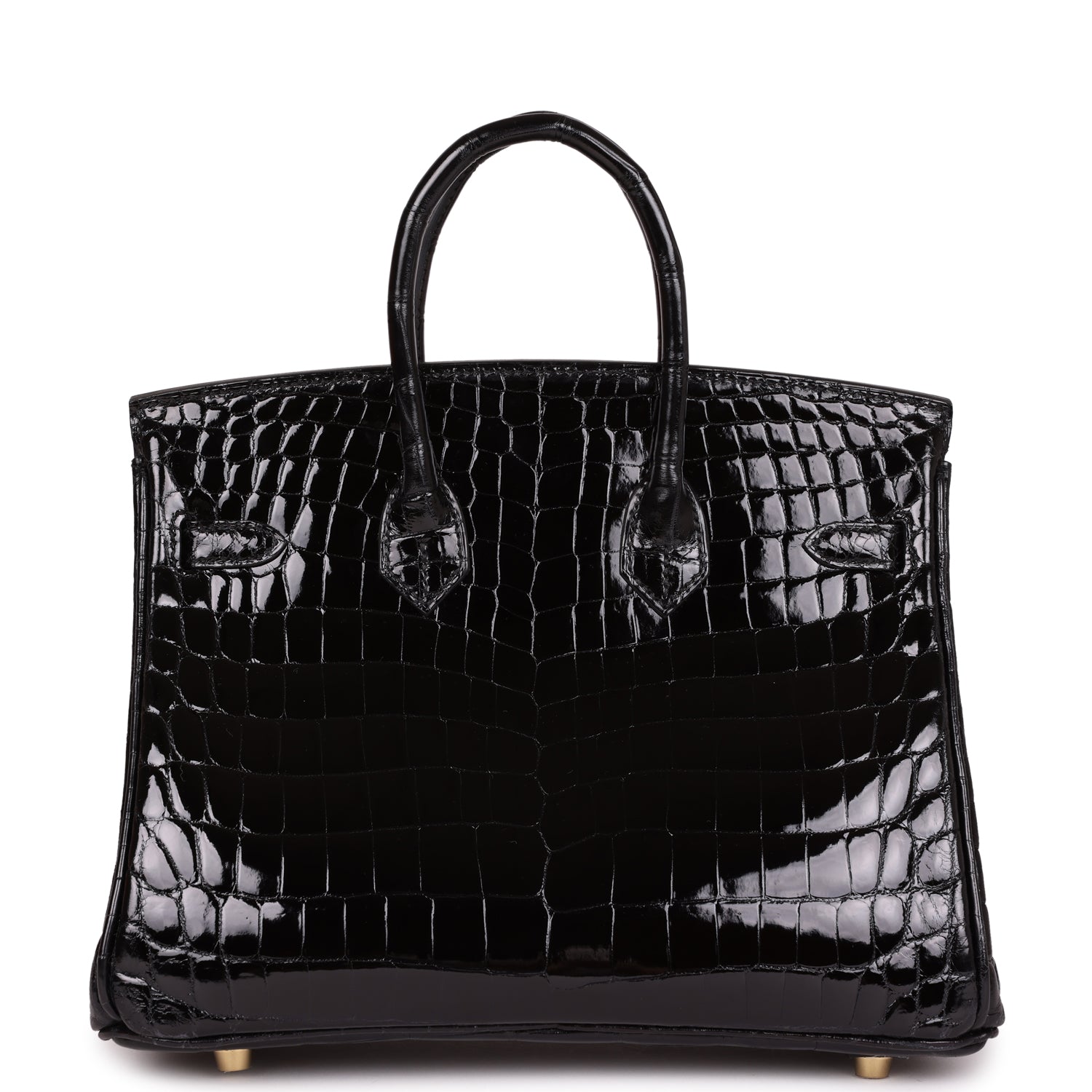 Hermes Birkin 25 Black Shiny Niloticus Crocodile Gold Hardware