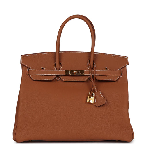 Pre-owned Hermes Birkin 35 Gold Togo Gold Hardware