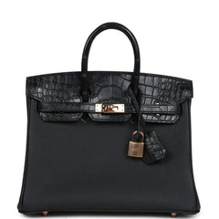 For MK: Pre-owned Hermes Birkin 25 Black Matte Alligator and Togo Touch Gold Hardware Payment 1