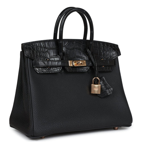 For MK: Pre-owned Hermes Birkin 25 Black Matte Alligator and Togo Touch Gold Hardware Payment 1