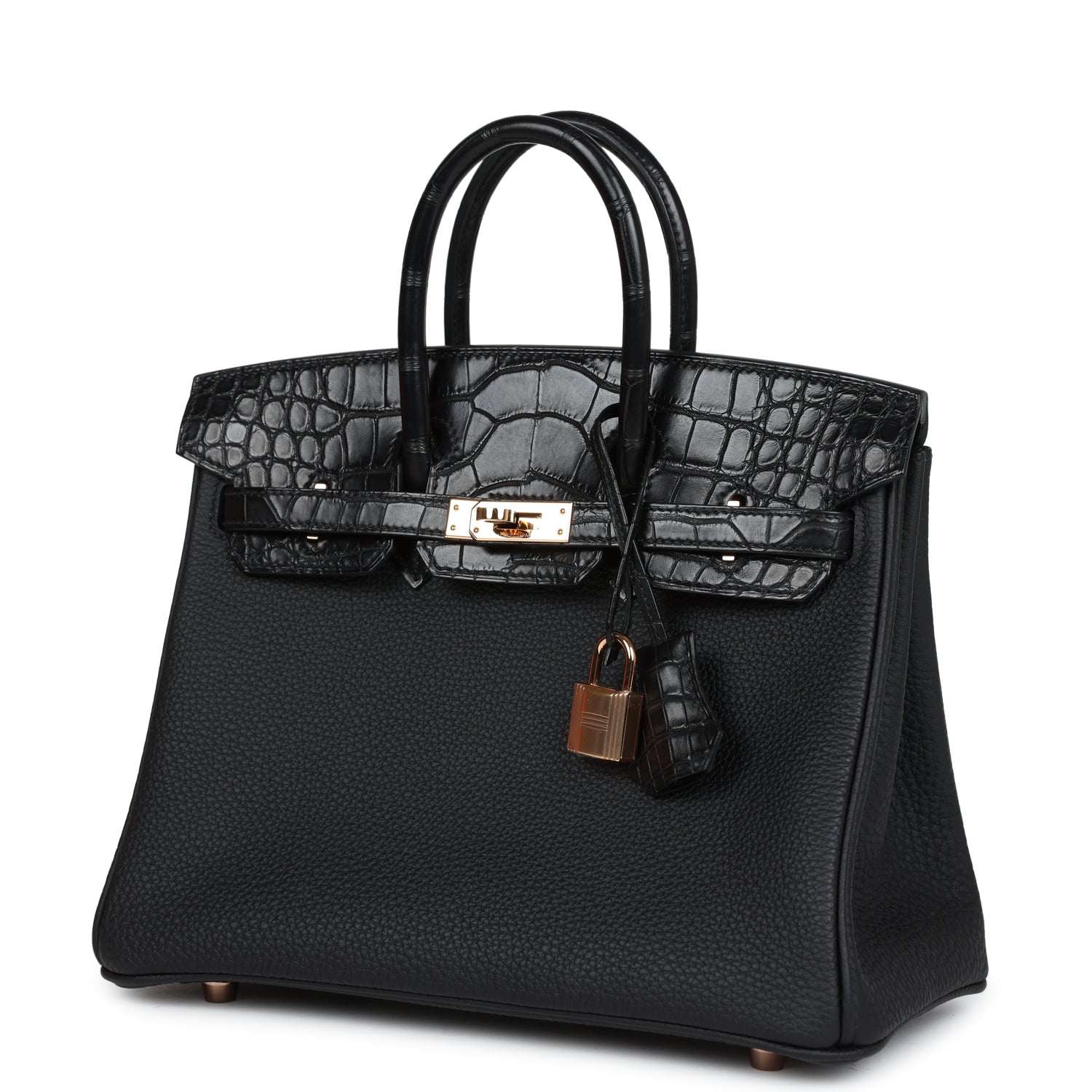 Hermes Birkin 25 Black Matte Alligator Togo Touch Gold Hardware