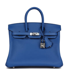Hermes Birkin 25 Bleu France Swift Palladium Hardware