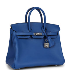 Hermes Birkin 25 Bleu France Swift Palladium Hardware